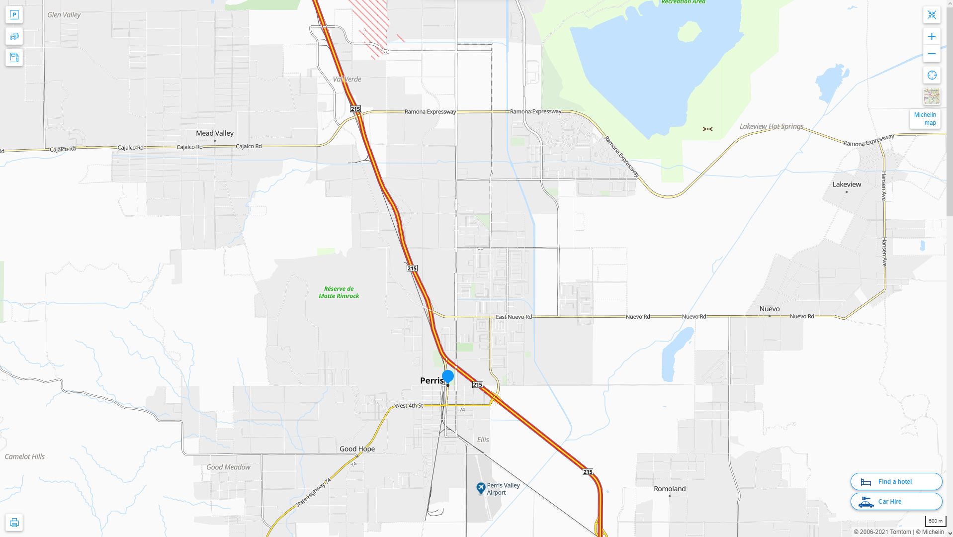 Perris California Highway and Road Map